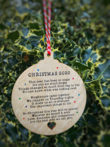 Christmas 2020 Lockdown Wooden Bauble Decoration Ornament Tree Sign